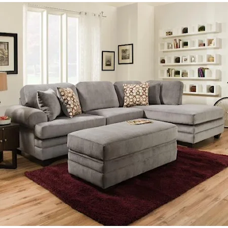 Three Seat Sectional Sofa with Rounded Arms